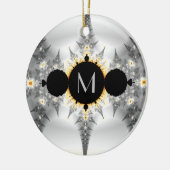 Monogrammed Metallic Silver Fractal Keramisch Ornament (Links)