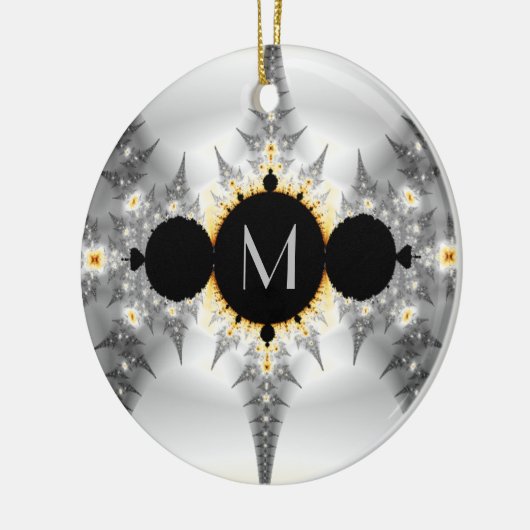 Monogrammed Metallic Silver Fractal Keramisch Ornament (Links)