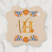 Monogrammed Mexicaans Bloemen Western Boho Bedankjes Labels (Achterkant)
