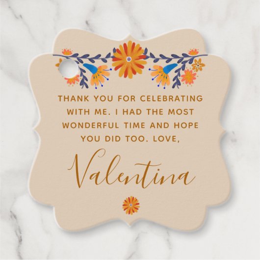 Monogrammed Mexicaans Bloemen Western Boho Bedankjes Labels (Voorkant)