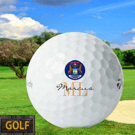 Monogrammed Michigan Flag & Michigan, Verenigde St Golfballen