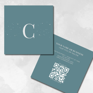 Monogrammed Minimal Celestial Stars Sage QR-code Vierkante Visitekaartje