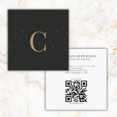 Monogrammed Minimal Celestial Stars Zwart QR-code Vierkante Visitekaartje