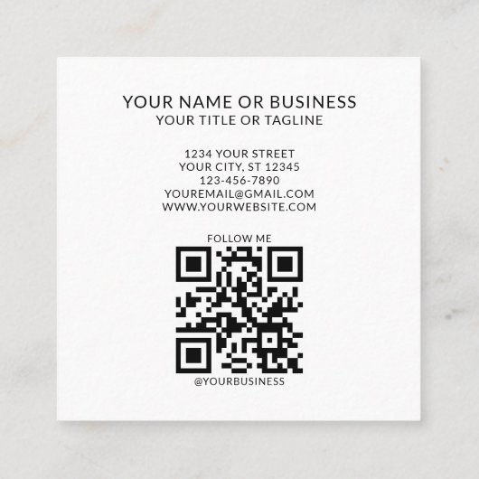 Monogrammed Minimal Trendy Paarse QR-code Vierkante Visitekaartje (Achterkant)