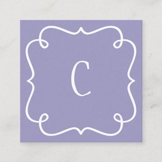 Monogrammed Minimal Trendy Paarse QR-code Vierkante Visitekaartje (Voorkant)