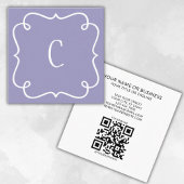Monogrammed Minimal Trendy Paarse QR-code Vierkante Visitekaartje