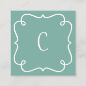Monogrammed Minimal Trendy Sage Green QR-code Vierkante Visitekaartje (Voorkant)