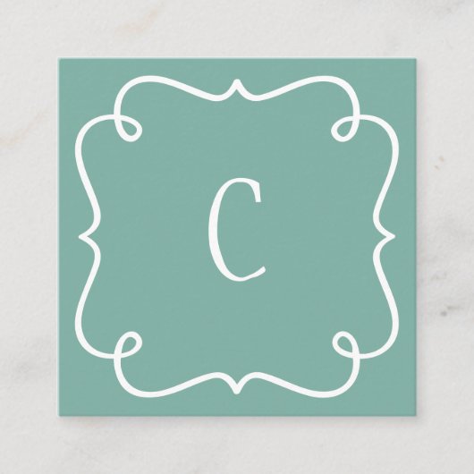 Monogrammed Minimal Trendy Sage Green QR-code Vierkante Visitekaartje (Voorkant)
