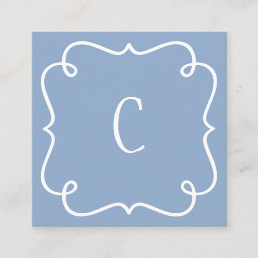 Monogrammed Minimal Trendy Uniek Vrouwelijk Blauw Vierkante Visitekaartje (Voorkant)