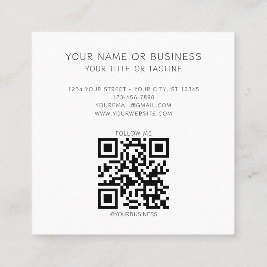 Monogrammed Minimal Trendy Unieke Roze QR Code Vierkante Visitekaartje (Achterkant)