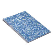 Monogrammed Minimale Lijn Kunstblauw Notitieboek (Rechterzijde)
