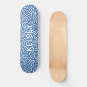 Monogrammed Minimale Lijn Kunstblauw Persoonlijk Skateboard (Voorkant)