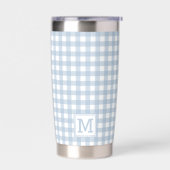 Monogrammed Minimalist Blue Gingham geruite patroo Geïsoleerde Drinkbeker (Links)