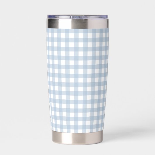 Monogrammed Minimalist Blue Gingham geruite patroo Geïsoleerde Drinkbeker (Achterkant)