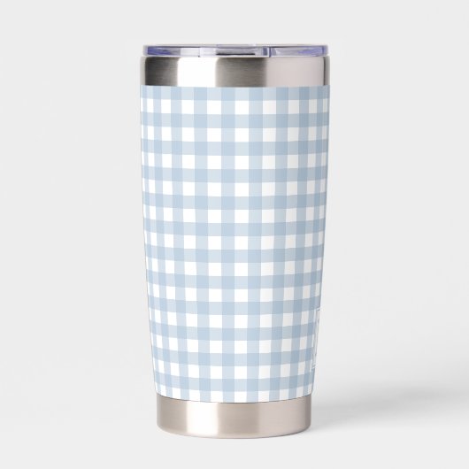 Monogrammed Minimalist Blue Gingham geruite patroo Geïsoleerde Drinkbeker (Voorkant)