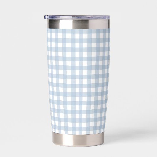Monogrammed Minimalist Blue Gingham geruite patroo Geïsoleerde Drinkbeker (Rechts)