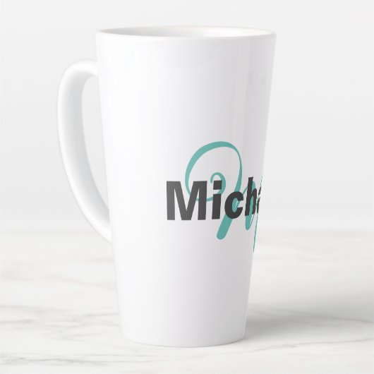 Monogrammed minimalist Plain Modern Latte Mok (Linkerhoek)