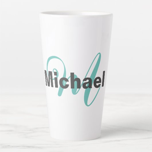 Monogrammed minimalist Plain Modern Latte Mok (Voorkant)