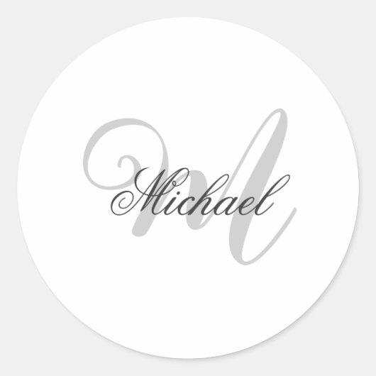 Monogrammed minimalist Plain Modern Ronde Sticker (Voorkant)