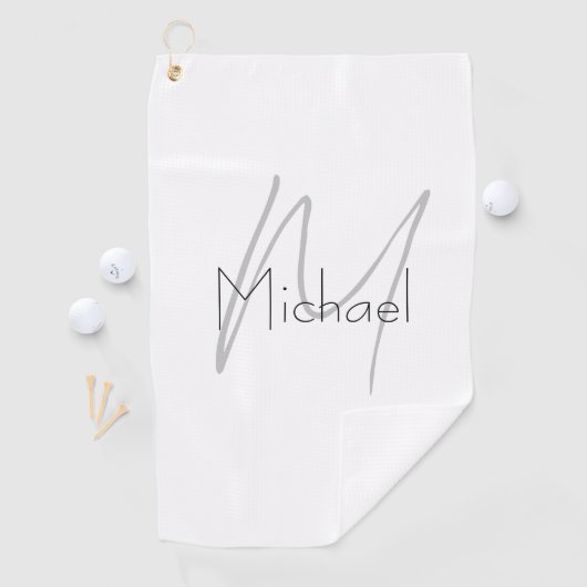 Monogrammed minimalistisch effen moderne naam golfhanddoek (Insitu)