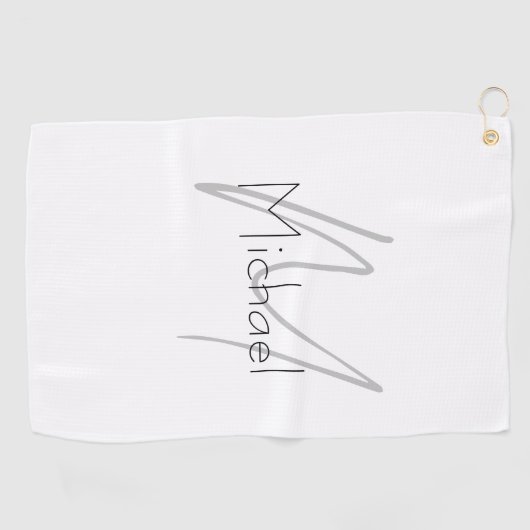 Monogrammed minimalistisch effen moderne naam golfhanddoek (Horizontaal)