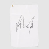 Monogrammed minimalistisch effen moderne naam golfhanddoek (Voorkant)