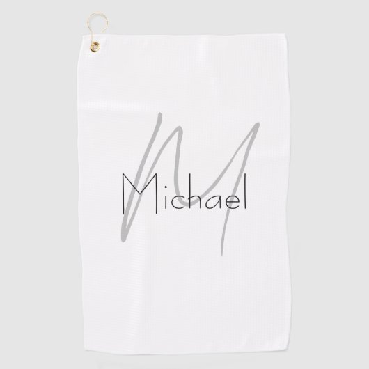 Monogrammed minimalistisch effen moderne naam golfhanddoek (Voorkant)
