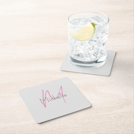 Monogrammed minimalistisch effen moderne naam kartonnen onderzetters (Insitu)