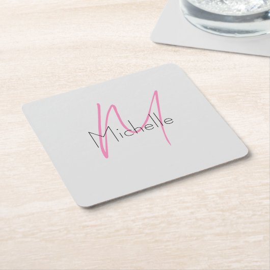 Monogrammed minimalistisch effen moderne naam kartonnen onderzetters (Schuin)