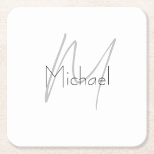 Monogrammed minimalistisch effen moderne naam kartonnen onderzetters