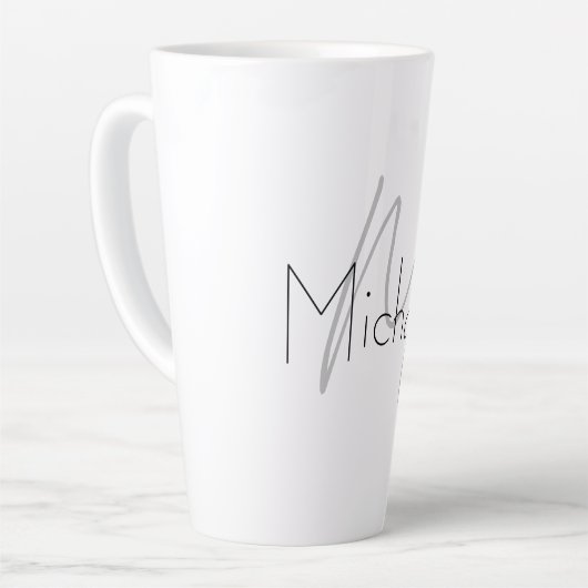 Monogrammed minimalistisch effen moderne naam latte mok (Linkerhoek)