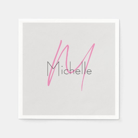 Monogrammed minimalistisch effen moderne naam servet (Voorkant)