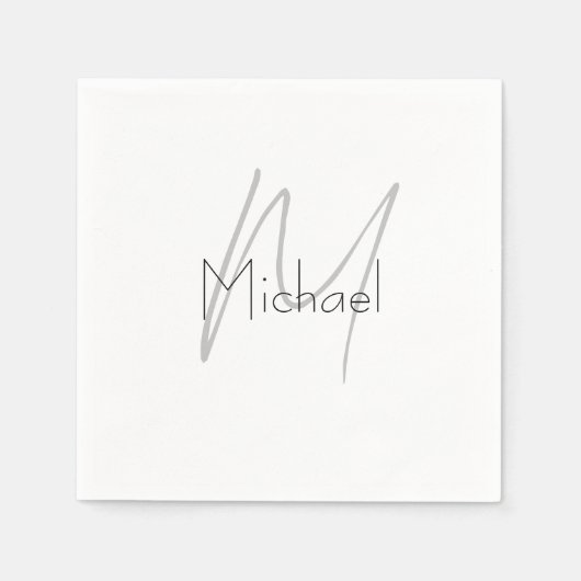 Monogrammed minimalistisch effen moderne naam servet (Voorkant)