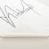 Monogrammed minimalistisch effen moderne naam sherpa deken (3/4)