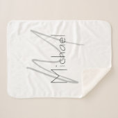 Monogrammed minimalistisch effen moderne naam sherpa deken (Voorkant (horizontaal))