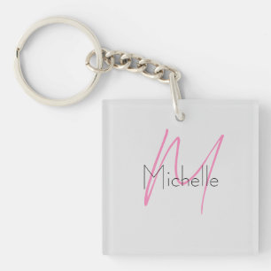 Monogrammed minimalistisch effen moderne naam sleutelhanger