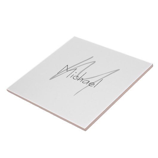 Monogrammed minimalistisch effen moderne naam tegeltje (Zijkant)