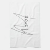 Monogrammed minimalistisch effen moderne naam theedoek (Verticaal)