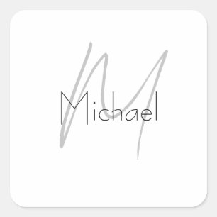 Monogrammed minimalistisch effen moderne naam vierkante sticker