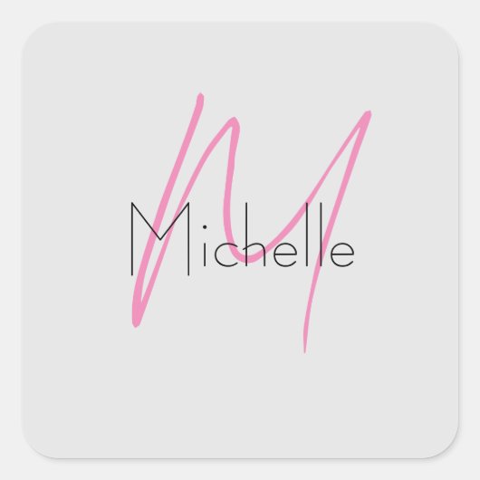 Monogrammed minimalistisch effen moderne naam vierkante sticker (Voorkant)