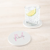 Monogrammed minimalistisch effen moderne naam zandsteen onderzetter (Zijkant)