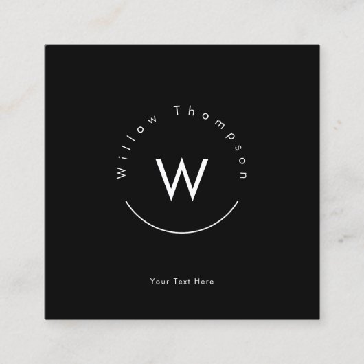 Monogrammed Minimalistisch Modern Zwart QR Code Vierkante Visitekaartje (Voorkant)