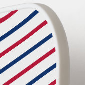 Monogrammed minimalistische roze en blauwe strepen pickleball paddle (Links Detail)