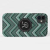 Monogrammed Mint Black Tribal Chevron Pattern Case-Mate iPhone Case (Achterkant (horizontaal))