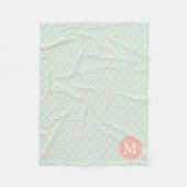 Monogrammed Mint Coral Diamonds Ikat Pattern Fleece Deken (Voorkant)