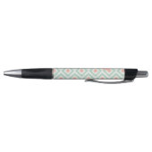 Monogrammed Mint en Coral Diamonds Ikat Pattern Pen (Bodem)