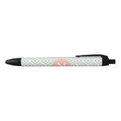 Monogrammed Mint en Coral Diamonds Ikat Pattern Zwarte Inkt Pen (Bovenkant)