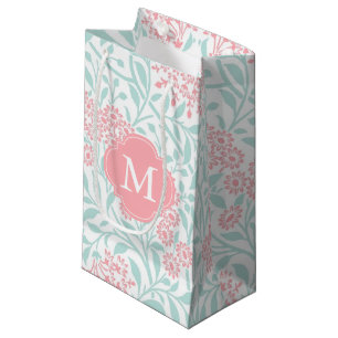 Monogrammed Mint en Coral Floral Damask Pattern Klein Cadeauzakje