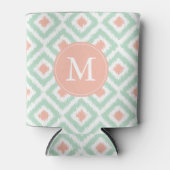 Monogrammed Mint en Coral Pattern Blikjeskoeler (Voorkant)