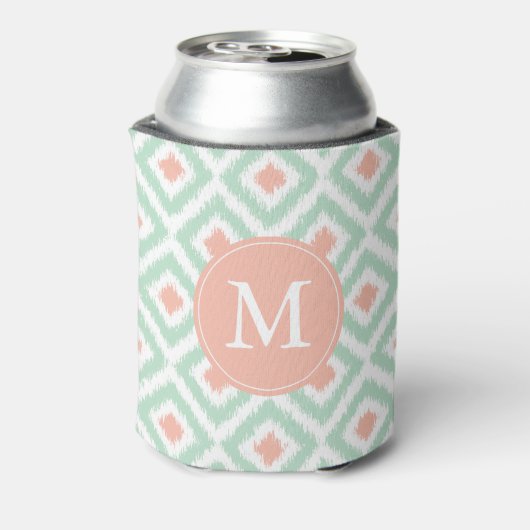 Monogrammed Mint en Coral Pattern Blikjeskoeler (Blikje Achterkant)
